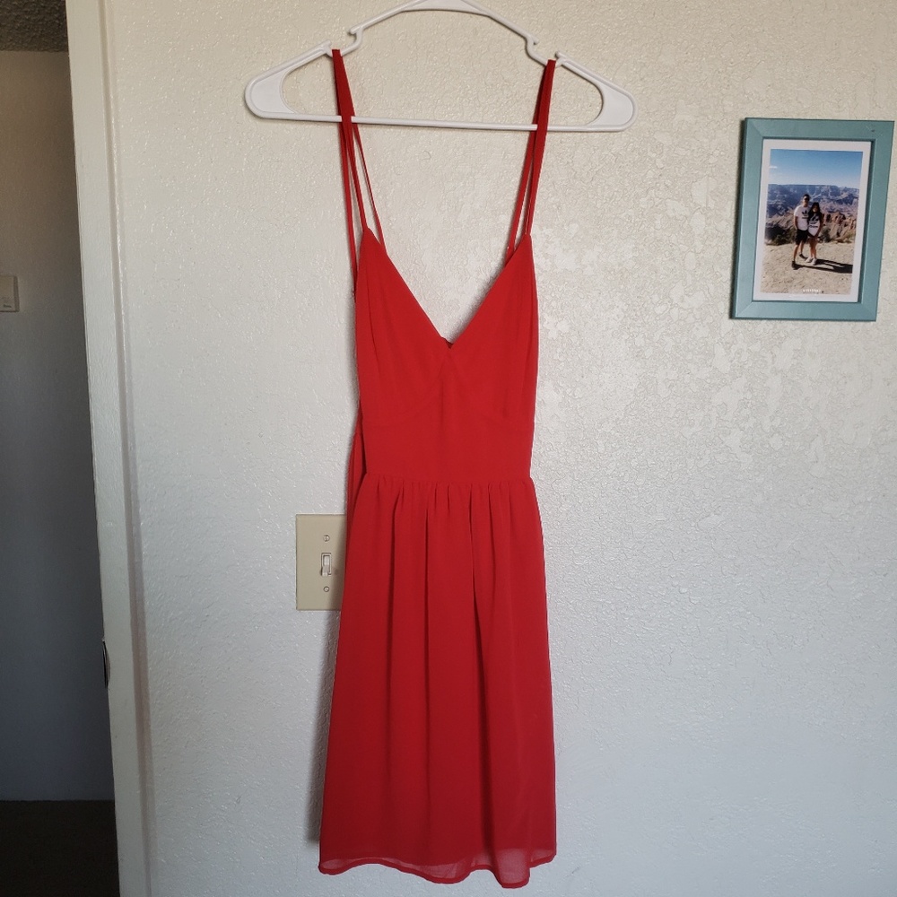 Red strappy dress!